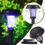 Solar Powered Mosquito Killer Lawn Light Outdoor Zapper IP65 Waterproof UV Attraction & Electric Grid for Garden