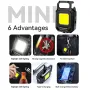 Mini LED Flashlight Keychain Light Double COB Lights with Magnet Built-in Battery USB Rechargeable Work Lights