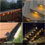 4PCS সোলার ডেক লাইট LED ওয়াটারপ্রুফ আউটডোর সোলার চালিত LED স্টেপ লাইট ডেক সিঁড়ি প্যাটিও পাথ ইয়ার্ড গার্ডেন ডেকোরের জন্য