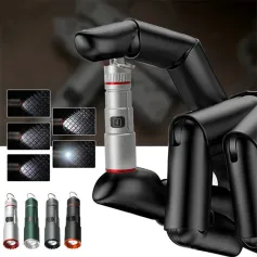 300LM Powerful EDC LED Keychain Flashlight With Battery Rechargeable Mini Torch Portable Work Light with Magnet Back Clip, Alloy Chain