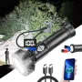 9* LEDs Long-Range Strong Spotlight With COB Side Floodlight With 26650 Battery Digital Display Type-C USB Rechargeable LED Flashlight Magnetic Attraction High-Intensity Camping LED Torch Thorwer Searching Light