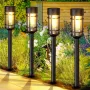 Elfeland Solar Tungsten Filament Lawn Light 21.5\ Tall LED Garden Spike Lamp IP65 Waterproof Rechargeable Solar Pathway Lighting