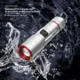 300LM Powerful EDC LED Keychain Flashlight With Battery Rechargeable Mini Torch Portable Work Light with Magnet Back Clip, Alloy Chain