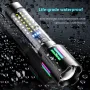 Longe Range Telescopic Zoom Whtie Spotlight LED Flashlight with Bright COB Floodlight Type-C Charging Emergency Tactical Handheld Light Multi Functional Outdoor Hiking Camping
