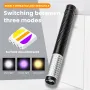 Multifunctional Portable LED Flashlight - White Light, Yellow Light, UV Light Penlight with Type-C Charging and Pen Clip Light
