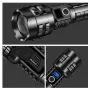 Powerful Tactical P70 LED Flashlight 3 Modes USB Power Display Torch with Self Rescue Hammer Broken Window Emergency