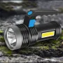 2PCS BIKIGHT P500 Double Light 500m Long Range Strong Flashlight with COB Sidelight USB Rechargeable Powerful Handheld Spotlight LED Searchlight