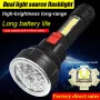 Portable 9LED+COB 800LM Dual Light Source Flashlight Built-in 1200mAh Battery USB Rechargeable For Household Hiking Emergency Torch