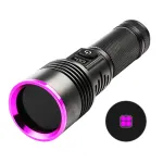 4 Core LED High Power 365NM UV Flashlight Powerful LED Ultraviolet Lamp Type-C USB Rechargeable Black Mirror Purple Light Detecting Torch