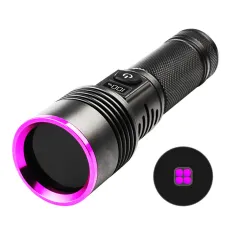 4 Core LED High Power 365NM UV Flashlight Powerful LED Ultraviolet Lamp Type-C USB Rechargeable Black Mirror Purple Light Detecting Torch