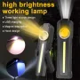 Magnetic COB Work Light With UV / Yelllow Auxiliary Light, USB Rechargeable Portable LED Flashlight 4 Lighting Modes Emergency Handle Torch Repair Lamp