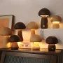 LED Night Light With Touch Switch Wooden Cute Mushrooms Bedside Table Lamp For Bedroom Childrens Room Sleeping Night Lamps
