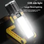 USB Rechargeable Dual Light Powerful LED Flashlight Zoomable Torch with Magnetic Bracket Outdoor Waterproof Camping Fishing Lantern