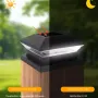 LED Solar Post Light 3000K+6000K Outdoor Transparent Garden Fence Villa Gate Post Lamp Courtyard Wall Lace Column Lamp IP65 Waterproof