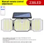3-Head Motion Sensor Solar Light 350LM IP65 Waterproof Remote Control Floodlight 164/238 LED Outdoor Solar Lamp