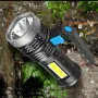 2PCS BIKIGHT P500 Double Light 500m Long Range Strong Flashlight with COB Sidelight USB Rechargeable Powerful Handheld Spotlight LED Searchlight