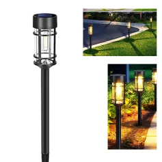 Elfeland Solar Tungsten Filament Lawn Light 21.5\ Tall LED Garden Spike Lamp IP65 Waterproof Rechargeable Solar Pathway Lighting