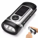 THORFIRE Hand Cranking Solar Powered Flashlight IPX6 Waterproof LED Flashlights Emergency Lights Dynamo Torch Ideal for Camping Outdoor Climbing Backpack Hiking