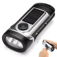 THORFIRE Hand Cranking Solar Powered Flashlight IPX6 Waterproof LED Flashlights Emergency Lights Dynamo Torch Ideal for Camping Outdoor Climbing Backpack Hiking