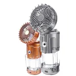 Tevorex Solar Portable Camping Lanterns Electric Fan Light Built-in Battery Solar Power Hanging Tent Rechargeable Outdoor Emergency Lamp with Fan