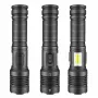 6502B XHP70 Super Bright Zoomable Power Bank LED Flashlight with COB Side Light Hunting Red Blue Light USB Rechargeable Lighting Electric Lamp Outdoor Fishing Camping Torch
