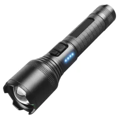 BIKIGHT Torcia potente XHP60, torcia portatile super luminosa, ricaricabile tramite USB, tattica da campeggio per esterni, con zoom.