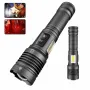 6502B XHP70 Super Bright Zoomable Power Bank LED Flashlight with COB Side Light Hunting Red Blue Light USB Rechargeable Lighting Electric Lamp Outdoor Fishing Camping Torch