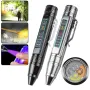 Bikight 4 LED-lichtbronnen, penvormige zaklamp, 365 nm + 395 nm + geel + wit, USB oplaadbaar, geld, huisdierurine, erts, kat, fluorescerende marker, controle, UV-licht, kampeerlamp, inspectielamp