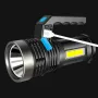 LED COB Double Light Bright Flashlight 300lm 800mAh Waterproof Handheld Searchlight Micro USB Charging Powerful Flashlight for Outdoor Hiking