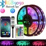 Kit Jalur LED RGB 5050 Kawalan Jauh Bluetooth 5V 30 LED/m Pelekat Lampu Jalur Boleh Potong Fleksibel IP20 untuk Hiasan Rumah 1m 2m 5m 10m