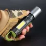 Multifunctional Outdoor Flashlight 1200mAh with Strong Focus Adjustable Brightness and Rechargeable Battery for Camping Torch