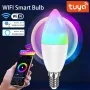 Lâmpada inteligente WiFi 5W E14 RGB+WW+CW, funciona com o aplicativo TUYA, compatível com Alexa, controle de voz de 2,4 GHz, LED com eficiência energética