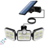 108/122/138/171 LED-solcellslampor med 3 huvuden, rörelsesensor, 270 graders vidvinkelbelysning, vattentät fjärrkontroll, vägglampa för utomhusbruk