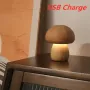 LED Night Light With Touch Switch Wooden Cute Mushrooms Bedside Table Lamp For Bedroom Childrens Room Sleeping Night Lamps