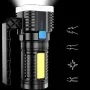 COB 7 LED Yüksek Güçlü LED El Feneri Güçlü USB Şarj Edilebilir El Feneri Taşınabilir Açık Hava Lambası Dahili Pil