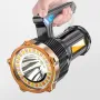800LM LED+COB ハンドヘルド懐中電灯 Type-C USB充電式 トリプル光源 LEDサーチライト 防水投光器 強力スポットライト
