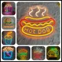 LED Neon Sign Hot Dog Pizza Ice Cream Restaurant Shop Open Decorations Holiday Party Wedding Night Light Home Wall Bar Christmas Decorations Light