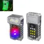 ไฟฉาย LED ขนาดเล็กแบบหมุนได้ 90 องศาพร้อมไฟ UV COB ด้านข้างแบบแม่เหล็กเรืองแสง ไฟฉายพกพาแบบชาร์จไฟได้ผ่าน USB ไฟหนีบหมวก จอแสดงพลังงาน ไฟทำงานแบบพกพาสำหรับการตั้งแคมป์ ตกปลา เดินเล่น
