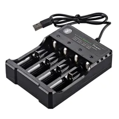 USB Intelligent Universal Rechargeable Battery Charger 18650 Flashlight Charger 4 Slots Fast Charge for 3.7V Li-ion TR IMR 10440 14500 16650 14650 18350 18500 16340(RCR123) Batteries