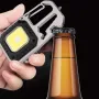 Mini LED Flashlight Work Light Portable Pocket Flashlight Keychains USB Rechargeable for Outdoor Camping Small Light Corkscrew