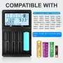 [USA Direct] D4-4 Slot with LCD Screen Universal Rechargeable Battery QC Charger For Li-ion 18650 21700 26650 AA AAA Batteries Cell Flashlight RC Toys Home Tools Battery