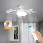 Elfeland Creative Drone-Style E27 LED Fan Light 2-in-1 Lighting & 3 Speed Fan with Remote Control Dimmable Timer for Living Room Bedroom