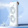 Smart Dual Fan Mist Cooler with Full Rotation and USB Rechargeable Multiple Speed Settings Ideal for Home and Travel Cooling Convenience with Soothing LED Display