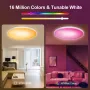 Elfeland 30W Smart RGB Ceiling Light with WiFi Bluetooth Remote Control Dimmable APP & Voice Control Compatible With Alexa Google Assistant