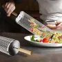 BBQ Grill Basket Round BBQ Cage Outdoor BBQ Smoking Cage Portable BBQ Net Rotating Drum Stainless Steel Grill Cage Round BBQ Basket with Handle Fish Roaster Outdoor Grill