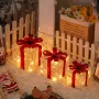 3 Sets Of Christmas Transparent Warm Light With Red Bow Christmas Gift Box LED Decorative Lights Warm Light for Christmas Tree Decorations