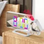 AGSIVO RGB Projection Digital Alarm Clock with Snooze / Mirror Surface / Adjustable Brightness For Bedroom Living Room Classroom