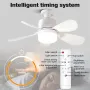 Elfeland E27 LED Ceiling Fan Light Remote Control 3-Speed Fan & 3-Color Temperature Dimmable With 2/4H Timer Removable Blades for Dining Room Bedroom Living Room