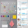 16\x12\ Clear Monthly Planner Board Magnetic Acrylic Calendar for Fridge Acrylic Magnetic Dry Erase Board Calendar With 8 Magnetic Markers, Towel, Eraser, Nano Sticker, Silicone Cover