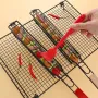 2PCS Stainless Steel Wooden Handle BBQ Grill Basket Sausage Hot Dog Basket Non-stick Barbecue Cages Barbecue Grill Grate Camping Picnic Cookware Outdoor
